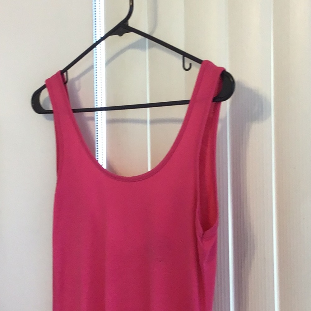 ‘Angie’ Deep Pink Long Hi-Low Sleeveless Dress - Picture 2 of 7